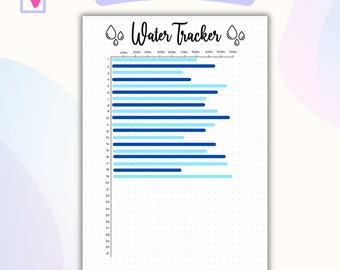 Water Tracker Bullet Journal A5 Printable Page Monthly Water Log Daily Water Tracker