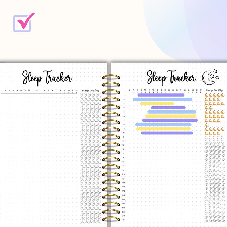 Sömnspårare med sömnkvalitetsbedömning Bullet Journal PDF Utskrivbar Månatlig sömnspårare Sömnloggmall Sömnkvalitetsspårare bild 5