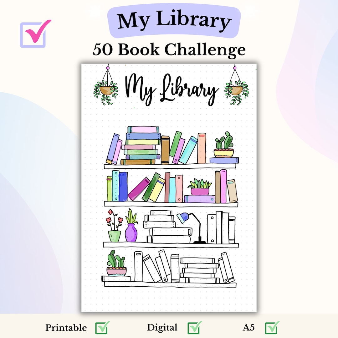 Reading Tracker 50 Book Challenge Bullet Journal Page Book Tracker ...