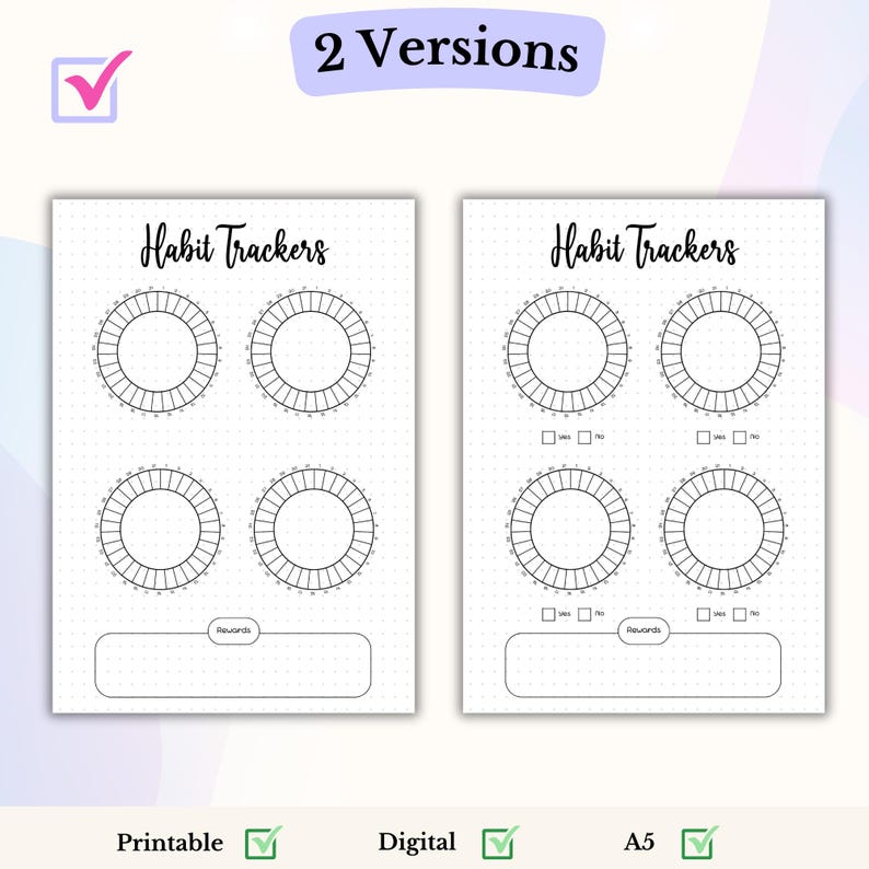 Habit tracker wheel bullet journal pdf step tracker water tracker