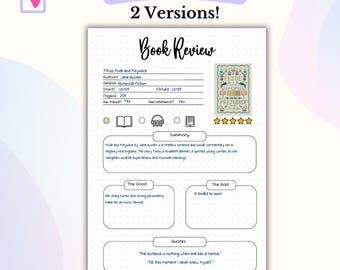 Book Review Bullet Journal Printable Book Tracker Printable  Reading Log Reading Tracker Book Review Page Reading Planner