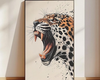 Leopard Roar Print: Jungle Animal Wall Art (Digital Download)