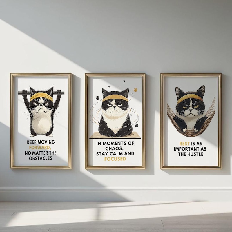 Motivational Cat Poster Etsy