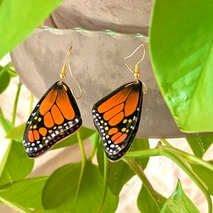 Hand painted Monarch Butterfly earrings