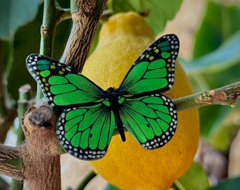 Broche de diseño Mariposa Monarca Verde