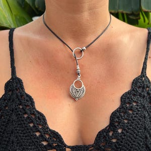 Handmade Leather Lariat Necklace: Boho Y Necklace