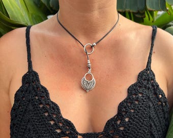Collar de cuero hecho a mano: collar bohemio en forma de Y