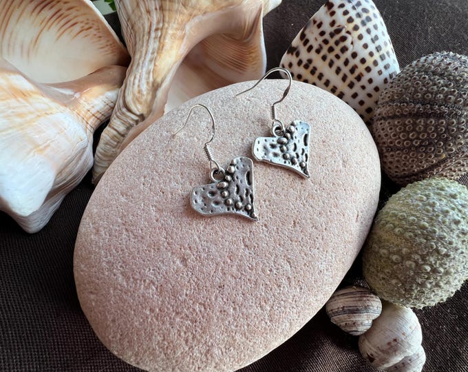 Handmade Sterling Silver Heart Earrings: Boho Hippie Jewelry