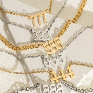 Angel Number Necklace, Custom Lucky Number Necklace, 222 Necklace, 333 Necklace, 444 Necklace, 777, Personalized Jewelry, Gift for Mom