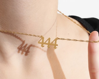 Angel Number Necklace, Gold Lucy Number Necklace, Angel Numbers, 111, 222, 333, 444, 555, 666, 777, 888, 999,  Mother's Day Gift for Her