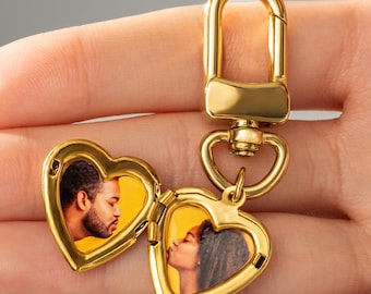 Custom Keychain with Photo, Heart Locket Keychain,  Picture Locket Keychain, Couple Gift, Photo Locket Key Chain,Valentines Day Gift Jewelry