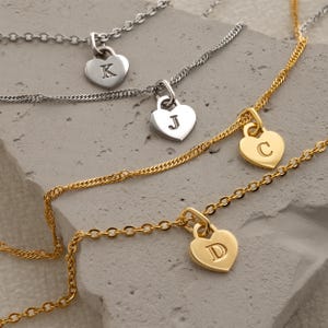 Collar con inicial de corazón, collar con letras para mujer, regalo de San Valentín para esposa, dije de letra, joyería con inicial, regalo de San Valentín para novia