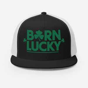 St. Patrick&#39;s Day Flat Bill truckerpet | Gelukkig geboren | Grappige Ierse snapback mesh pet voor pub