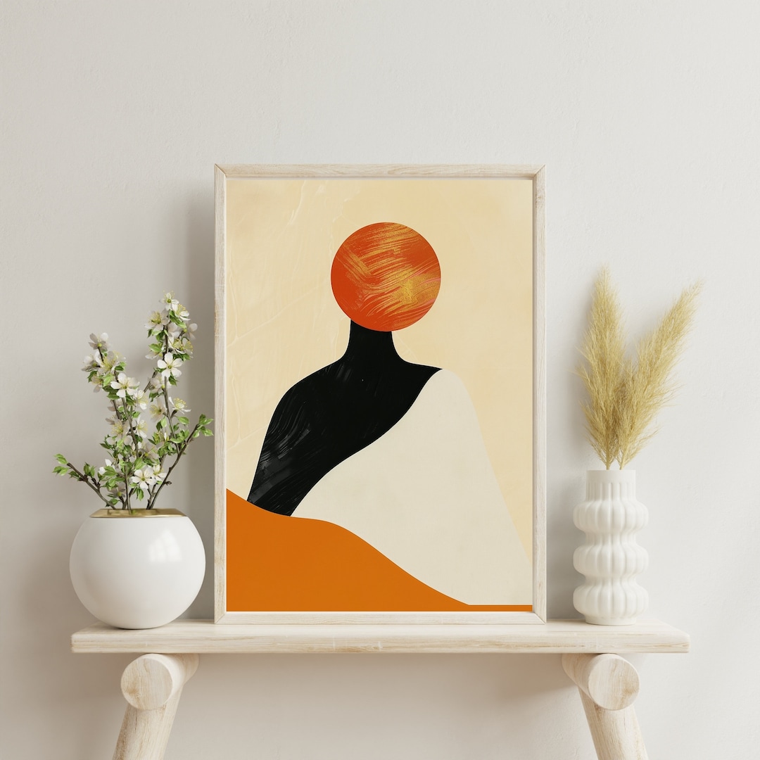 Minimalist Printable Wall Art Elegant Wall Art Download Geometric Shapes Print Red Sun ...
