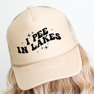 I Pee In Lakes Adjustable SnapBack Foam Trucker Hat for Camping Boating Fun