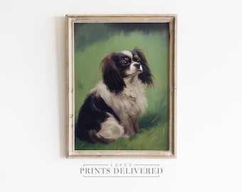 Cavalier Spaniel Painting Art Print - Rustic Style King Charles Dog Artwork Portrait - Cute Pet Wall Decor - Fine Art Print