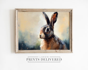 Rabbit Painting Art Print - Cute Bunny Wall Decor - Impressionist Wildlife Poster Artwork - Fine Art, Semi-Glossy & Matte Finish Papers