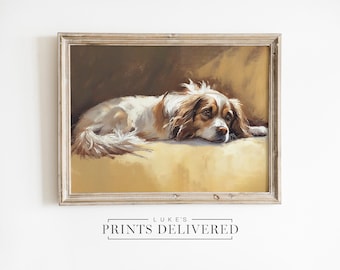 Cavalier Painting Art Print - King Charles Spaniel Wall Decor - Cute Dog Portrait - Fine Art, Semi-Glossy & Matte Finish Paper Artwork