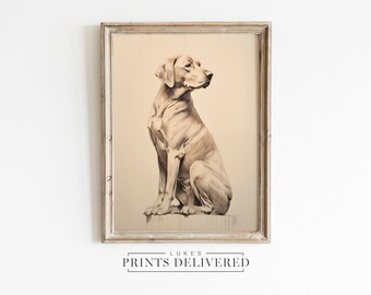 Labrador Art Print - Big Dog Sketch Portrait - Silver Lab Wall Decor Drawing - Fine Art, Semi-Glossy & Matte Finish Paper