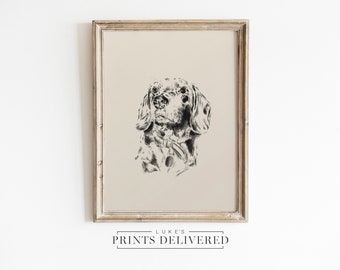 Labrador Portrait Sketch Print - Black Lab Drawing Wall Art - Big Dog Home Decor - Fine Art, Semi-Glossy & Matte Finish Paper Artwork