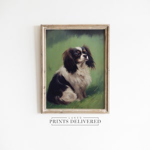 Cavalier Spaniel Painting Art Print - Rustic Style King Charles Dog Artwork Portrait - Cute Pet Wall Decor - Fine Art Print