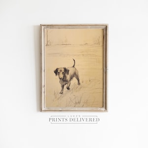 Walking Dachshund Portrait Art Print - Rustic Dog Sketch Decor