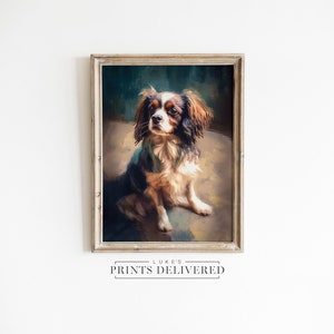 Cavalier King Charles Spaniel Art Print - Fine Art, Semi-Glossy & Matte Finish Paper Pet Wall Decor - Cute Pet Dog Portrait Painting