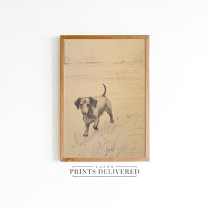Walking Dachshund Portrait Art Print - Rustic Dog Sketch Decor