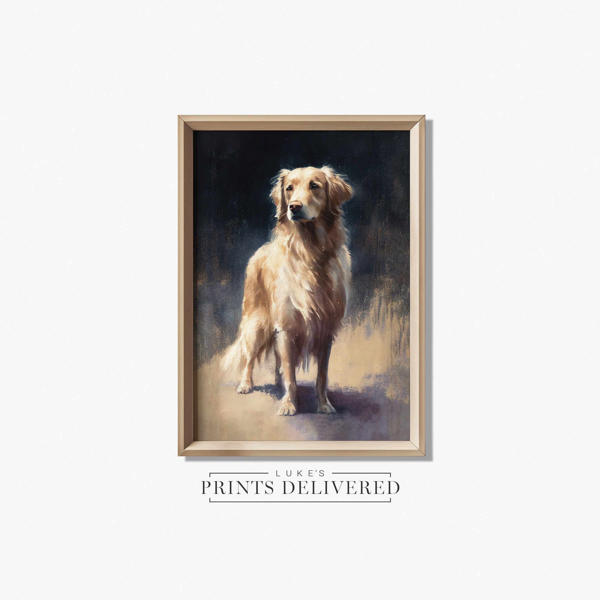 Rustic Golden Golden Retriever Art Print - Rustic Style Dog Portrait Oil Painting ...