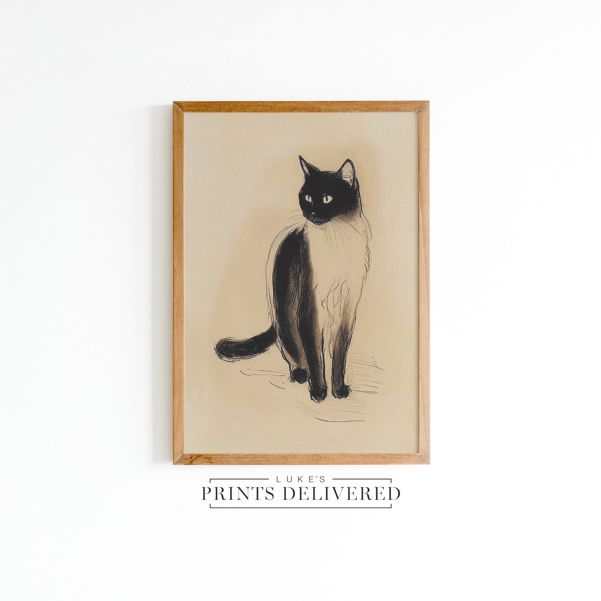 Siamese Cat Art Print - Black Cat Drawing Artwork - Fine Art, Semi ...