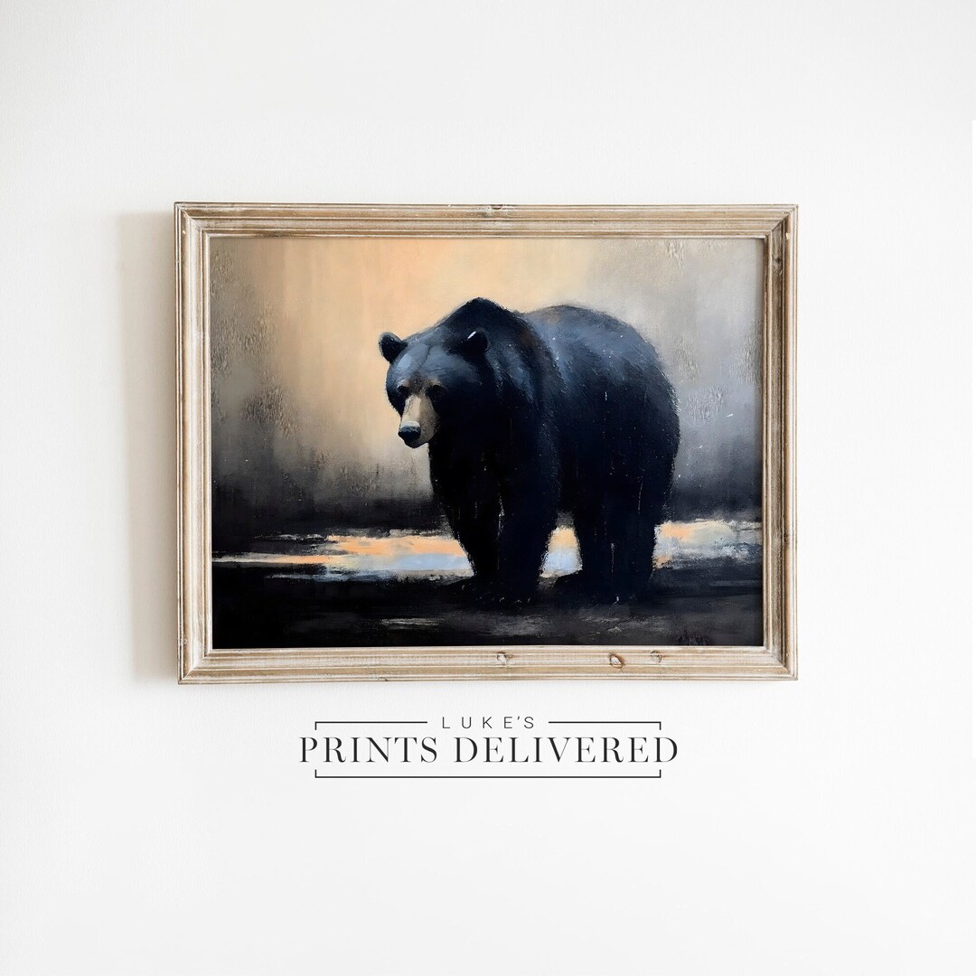 Black Bear Oil Painting Print - American Wildlife Wall Art ...