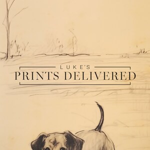 Walking Dachshund Portrait Art Print - Rustic Dog Sketch Decor