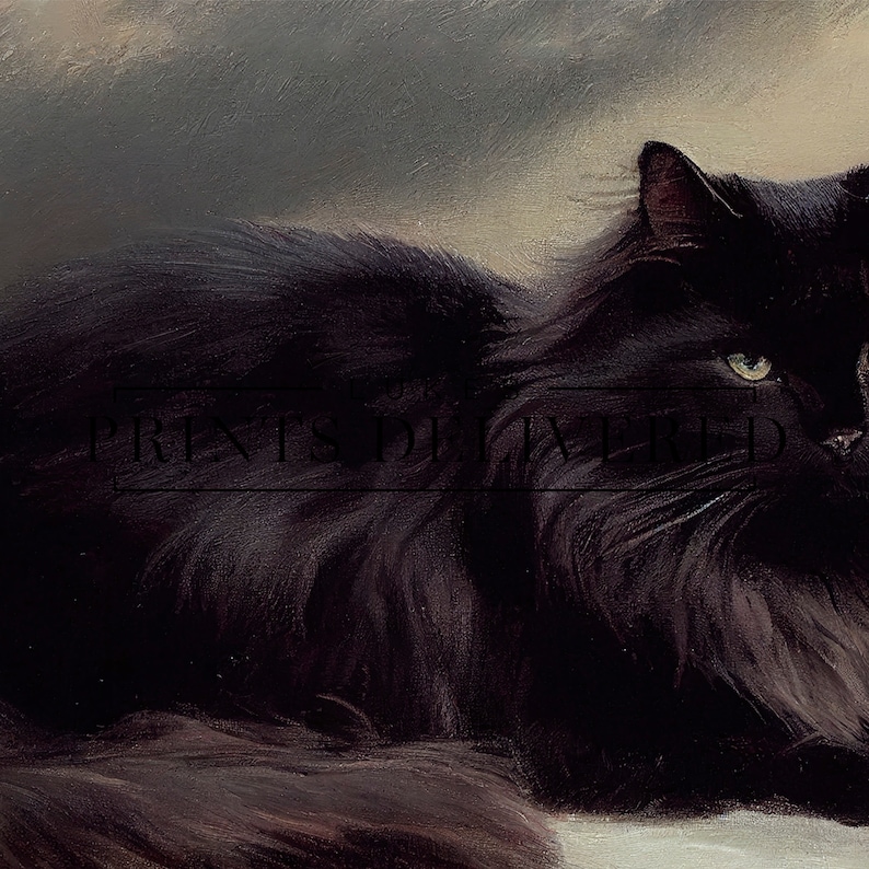 Moody Black Cat Art Print