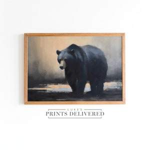 Black Bear Oil Painting Print - American Wildlife Wall Art - Impressionist Animal Poster
