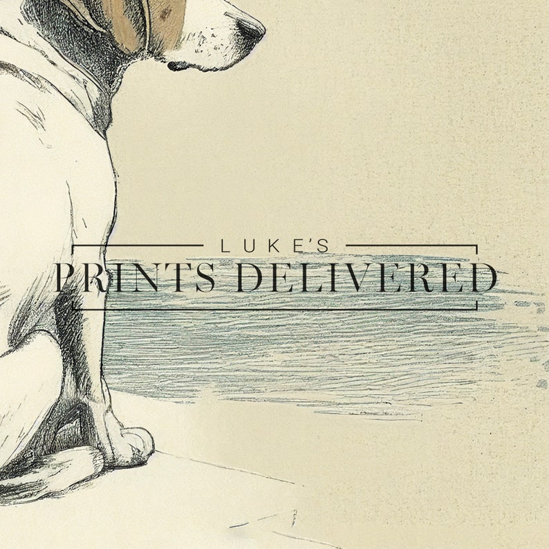Beagle Portrait Drawing Art Print - Rustic Style Pet Dog Sketch Artwork