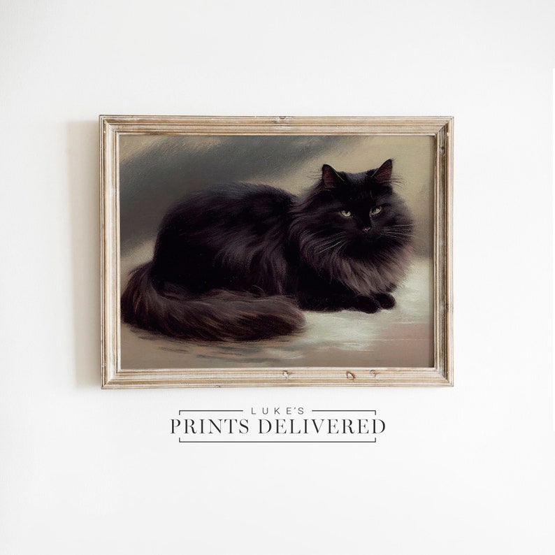 Moody Black Cat Art Print