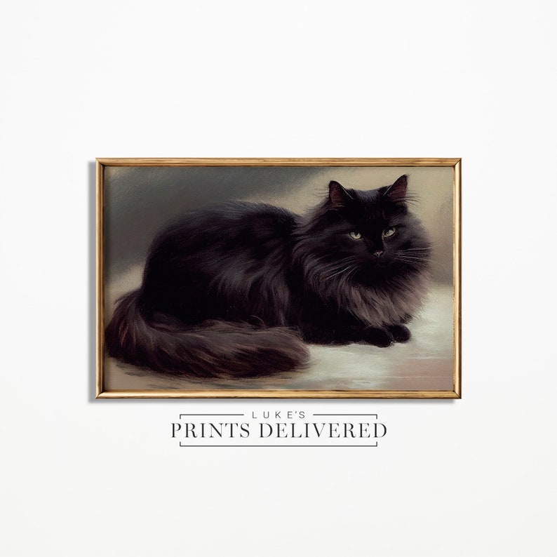 Moody Black Cat Art Print