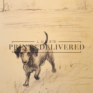 Walking Dachshund Portrait Art Print - Rustic Dog Sketch Decor