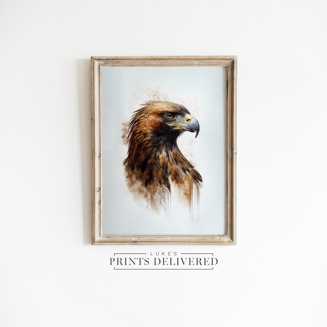 Eagle Portrait Art Print - Bird of Prey Painting - Fine Art, Semi ...