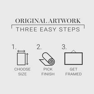 Original Artwork In Three Easy Steps: 1. Choose Size 2. Pick Paper Finish 3. Get A Frame When The Print Is Delivered
