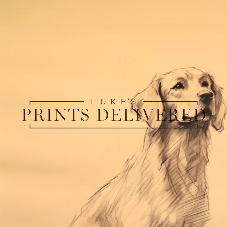 Rustic Golden Retriever Standing Sketch Print
