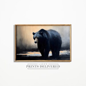Black Bear Oil Painting Print - American Wildlife Wall Art - Impressionist Animal Poster