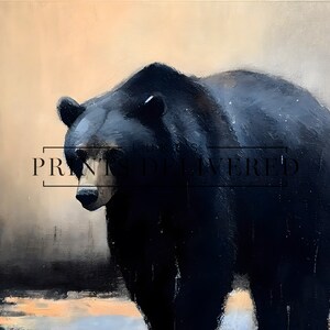 Black Bear Oil Painting Print - American Wildlife Wall Art - Impressionist Animal Poster