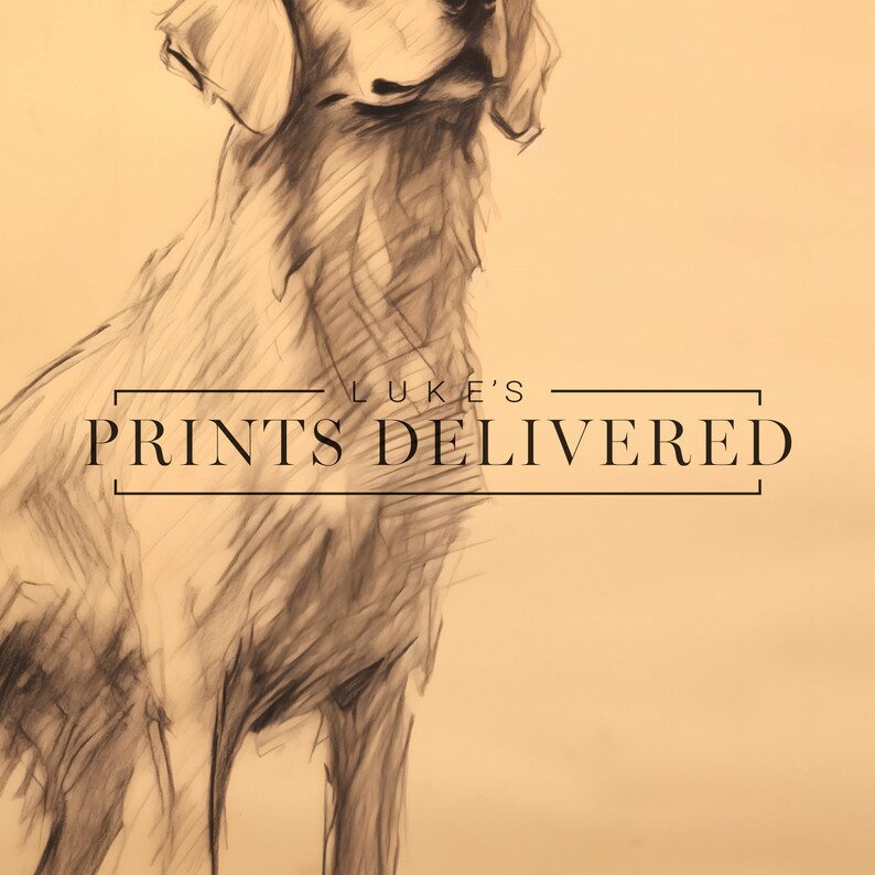 Rustic Golden Retriever Standing Sketch Print
