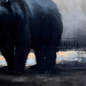 Black Bear Oil Painting Print - American Wildlife Wall Art - Impressionist Animal Poster