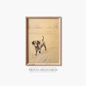 Walking Dachshund Portrait Art Print - Rustic Dog Sketch Decor