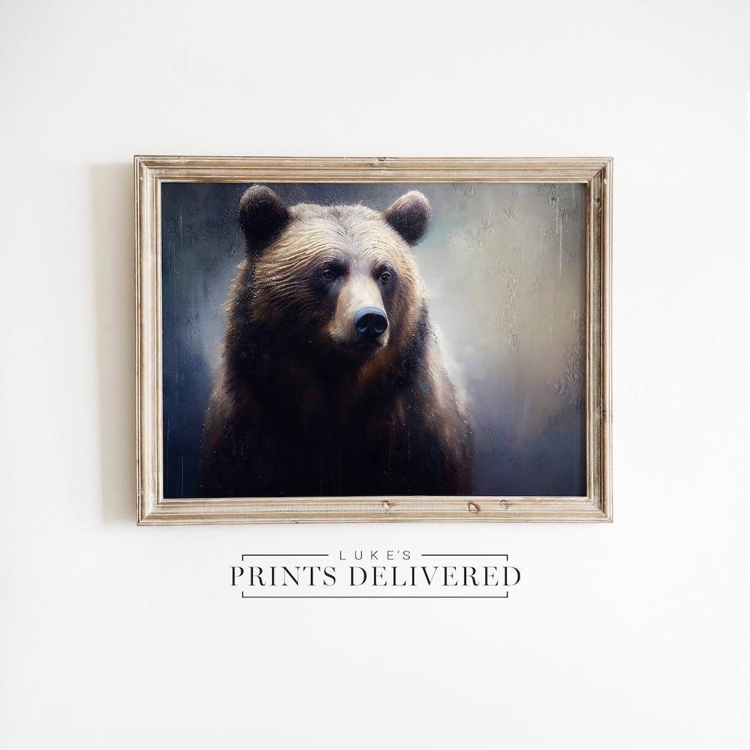 Grizzly Bear Oil Painting Print - American Wildlife Wall Art ...