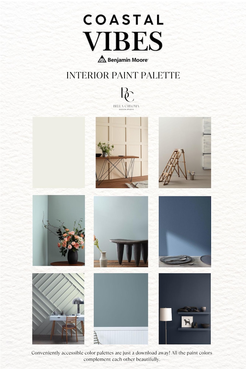 Coastal Colors, Benjamin Moore Whole Home Interior Paint Palette - Etsy