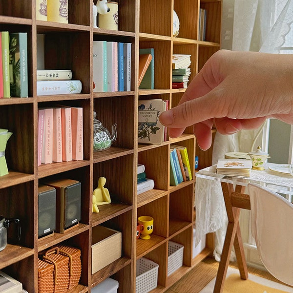 Mini-simulation miniature de maison de poupée à l'échelle 1:6, modèle d'étagère en treillis/accessoires de meubles bjdob11blythe/mini-bibliothèque, armoire de séparation