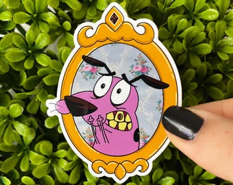 Pegatina enmarcada de Coraje, el perro cobarde